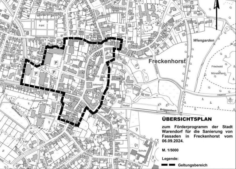 Karte mit dem Geltungsbereich der Fassadenförderung in Freckenhorst