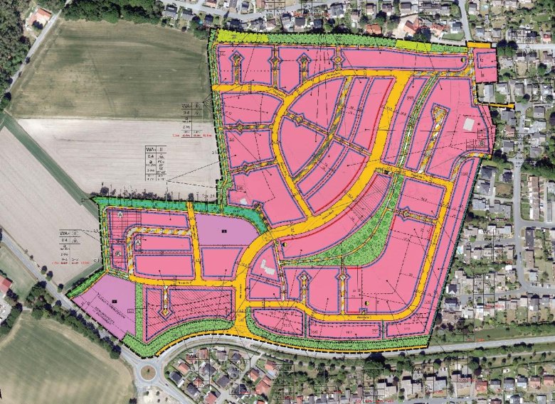 Bebauungsplan "In de Brinke" eingepasst in das Luftbild