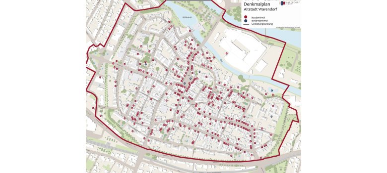 Altstadt Warendorf mit Eintrag der Boden- und Baudenkmäler