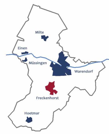 Lage des Ortsteils Freckenhorst im Stadtgebiet