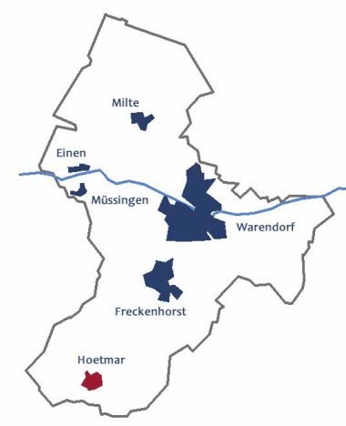 Lage des Ortsteils Hoetmar im Stadtgebiet