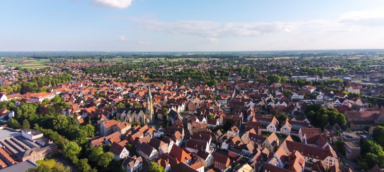 Blick auf die  Warendorfer Altstadt von oben